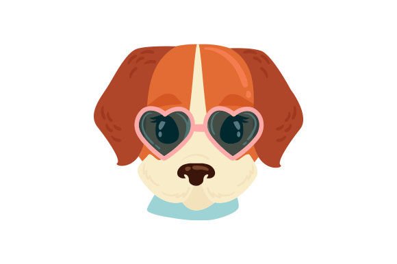 Beagle Dog Wearing Heart Shaped Sunglasses