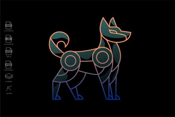 Lineart Geometric Dog Tattoo