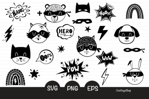 Super Hero Animals Face Clipart