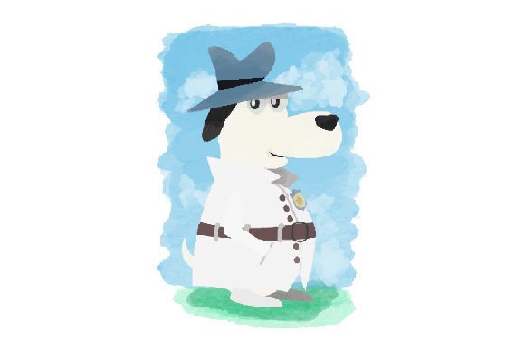 White Labrador Retriever, Dog Detective – Watercolor